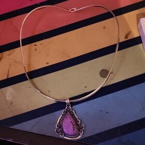 Elegant Gold Necklace with Purple Pendant